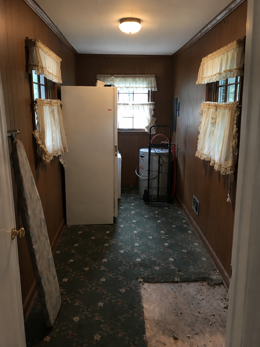 Before: Dark paneling painted bright