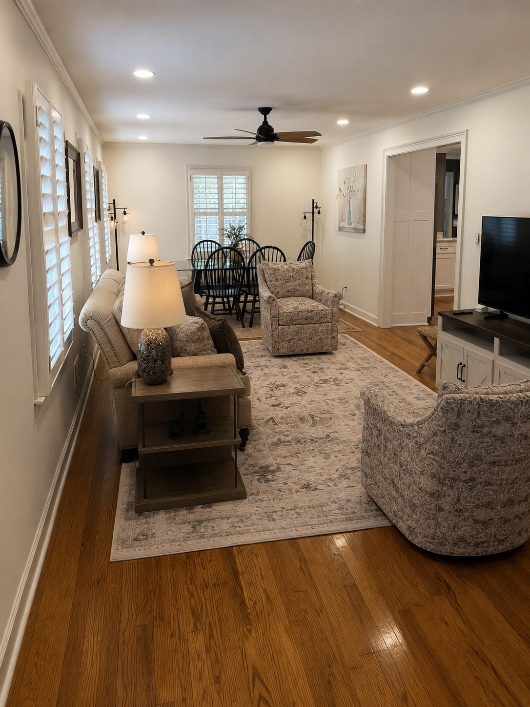 After: Cluttered living room decluttered and staged for sale